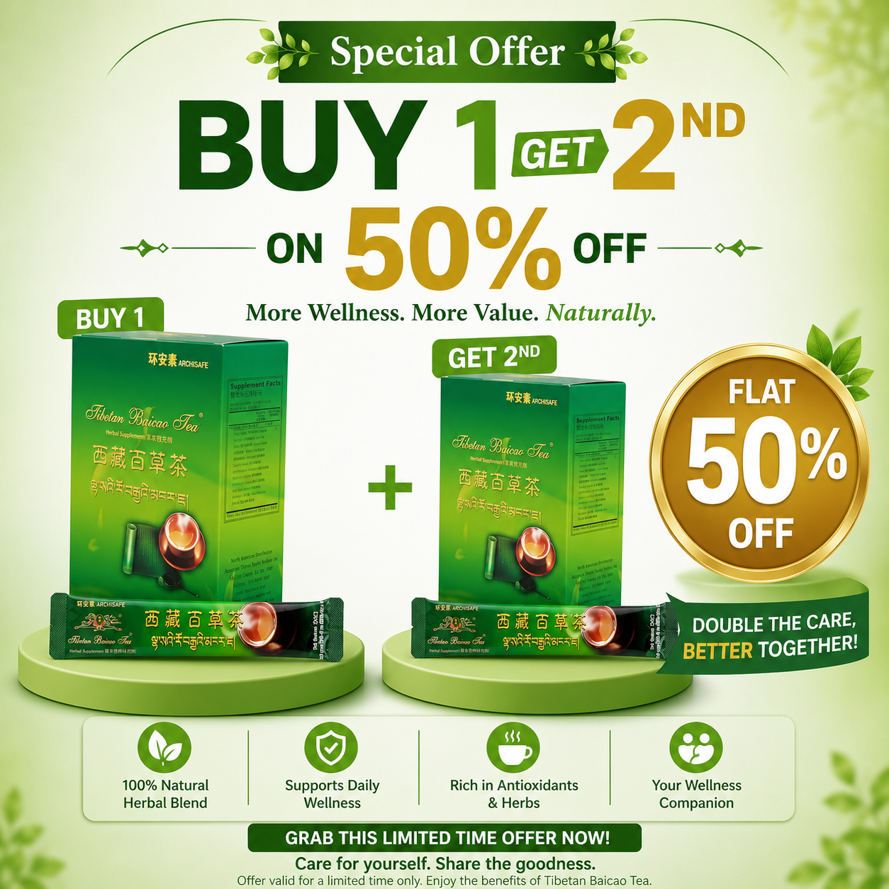 Special Offer || Tibetan Baicao Tea Archisafe || Buy 1 Get 2nd 50% Off